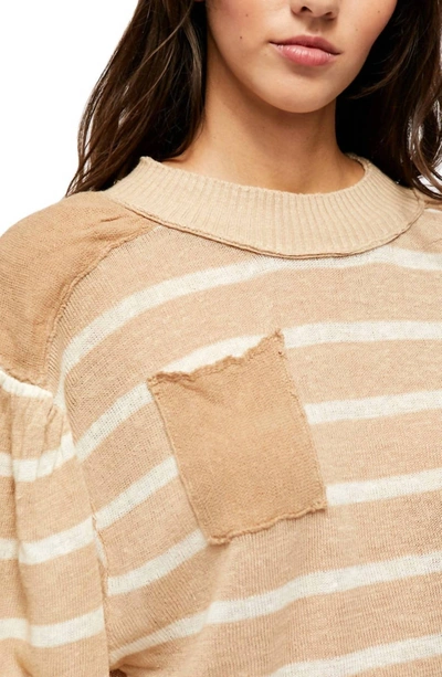 Shop Free People Between The Lines Stripe Sweater In Birch Bark Combo In Brown