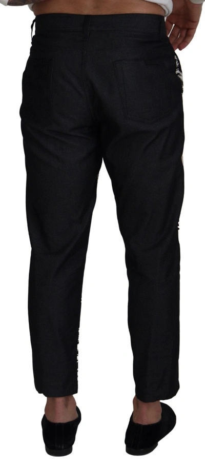 Shop Dolce & Gabbana Black Silk Bandana Print Men's Pants