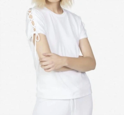 Shop Michael Lauren Ryland S/s Lace Up Tee In White