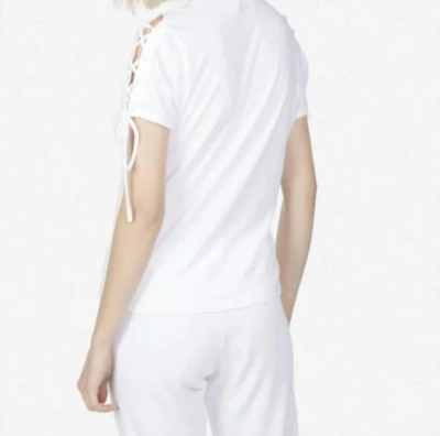Michael Lauren Ryland S/s Lace Up Tee In White In White
