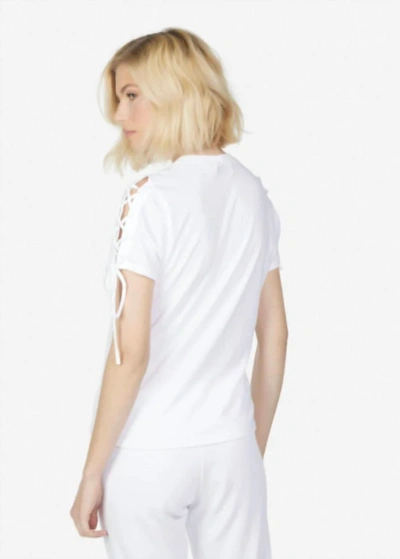 Shop Michael Lauren Ryland S/s Lace Up Tee In White