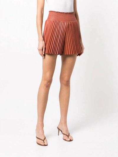 Shop A.l.c Bondi Pleated Elastic Pull-on Shorts In Russet In Brown