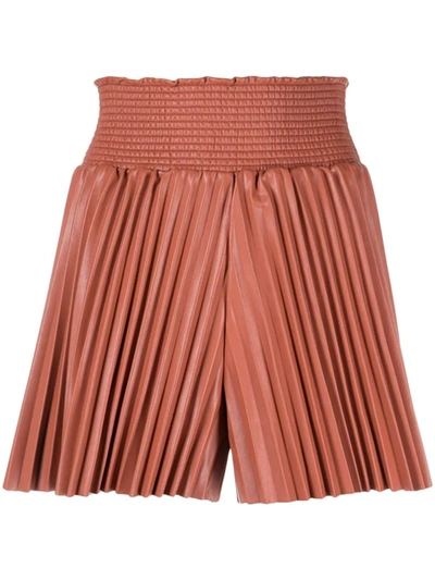 Shop A.l.c Bondi Pleated Elastic Pull-on Shorts In Russet In Brown