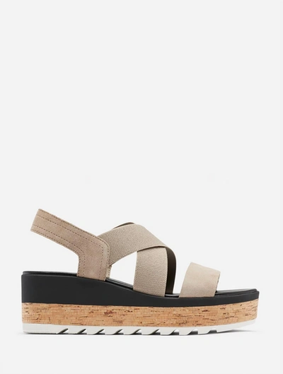 Shop Sorel Women's Cameron Flatform Slingback Sandal In Omega Taupe/black/sea Salt In Beige