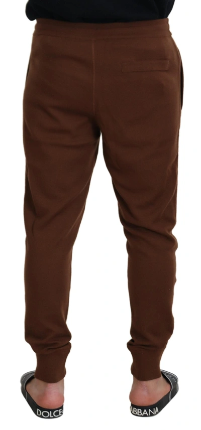 Shop Dolce & Gabbana Elegant Brown Cashmere Jogger Men's Pants