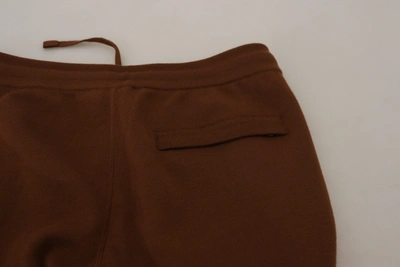 Shop Dolce & Gabbana Elegant Brown Cashmere Jogger Men's Pants