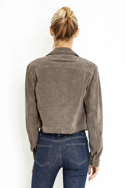Shop Giorgio Brato Crop Suede Jacket In Taupe In Green