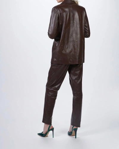 Shop Zeynep Arcay Suit Leather Jacket In Plum In Brown