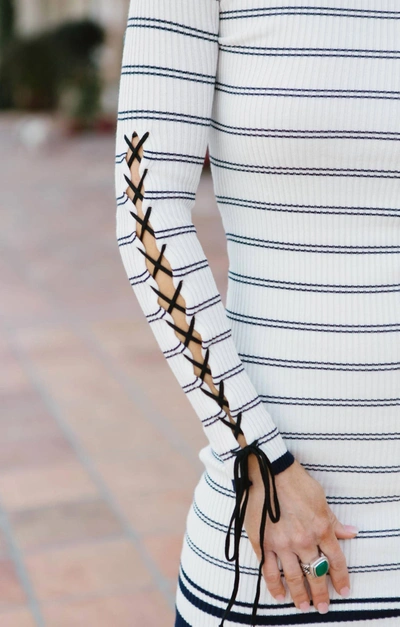 Shop Bishop + Young Marissa Striped Sweater Dress In Ivory In White