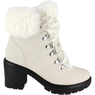 Shop Esprit Ember Womens Leather Faux Fur Trim Booties In White