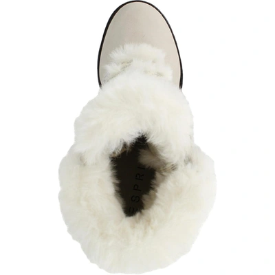 Shop Esprit Ember Womens Leather Faux Fur Trim Booties In White