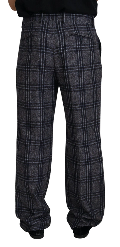 Shop Dolce & Gabbana Gray Checkered Mid Waist Men Men's Pants