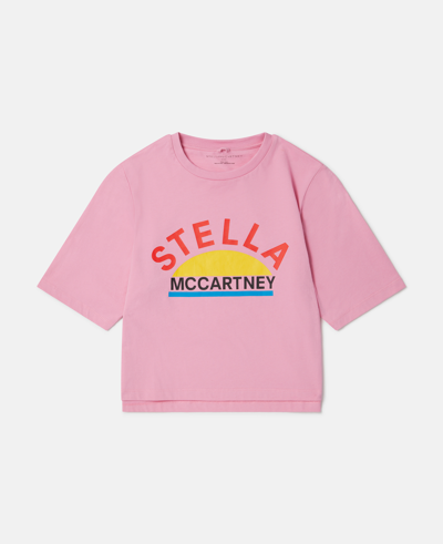 Shop Stella Mccartney Logo Sunrise Cropped T-shirt In Pink