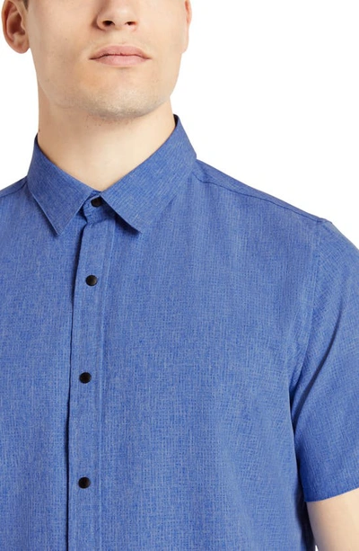 Shop Brady Breathe Easy Short Sleeve Snap-up Shirt In Heathered  Blue