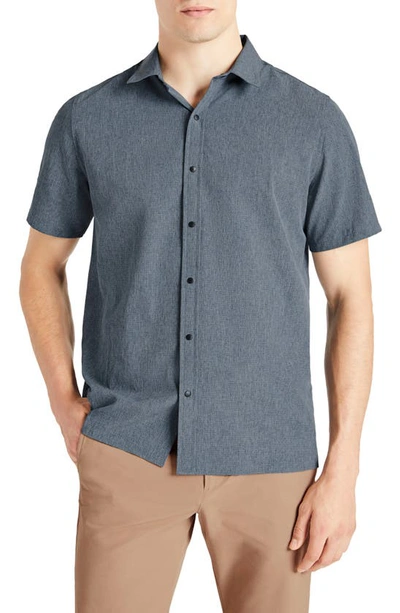 Shop Brady Breathe Easy Short Sleeve Snap-up Shirt In Heathered Stone