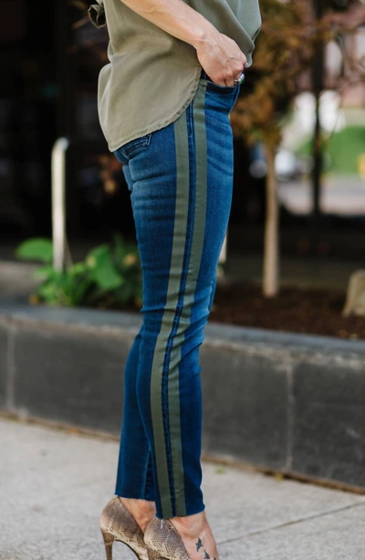 Shop Kut From The Kloth Connie High Rise Ankle Skinny Jean In Dark Stone Base/ Olive Stripe In Blue
