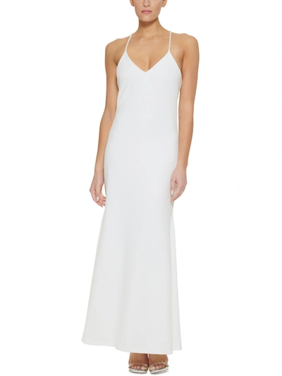 Shop Dkny Womens Scuba Maxi Evening Dress In White