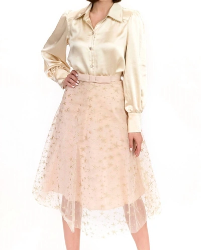 Shop Eva Franco Metallic Tulle Skirt In Twinkle Star In Beige
