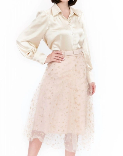 Shop Eva Franco Metallic Tulle Skirt In Twinkle Star In Beige