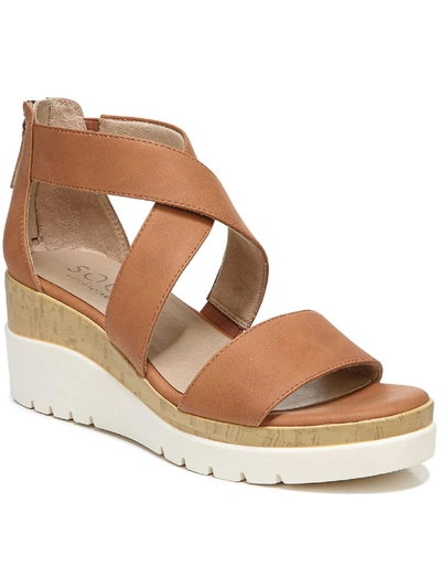 Shop Soul Naturalizer Good Times Womens Zipper Comfort Wedge Sandals In Brown
