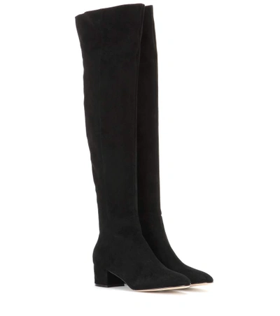 Gianvito Rossi Rolling 85 Over-the-knee Suede Boots In Llack