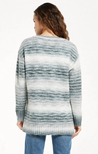 Shop Z Supply Parnell Petite Cable Knit Sweater In Grey/blue Stripe In Green