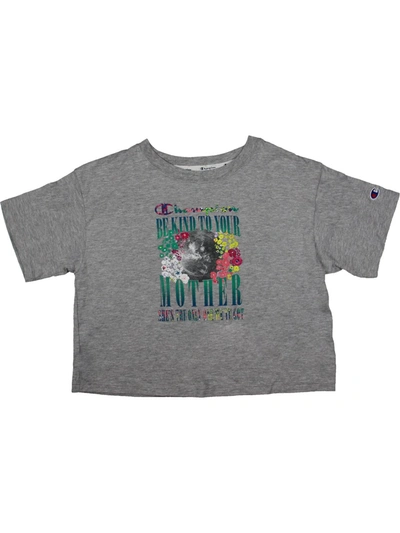 Shop Champion Womens Graphic Cropped T-shirt In Grey