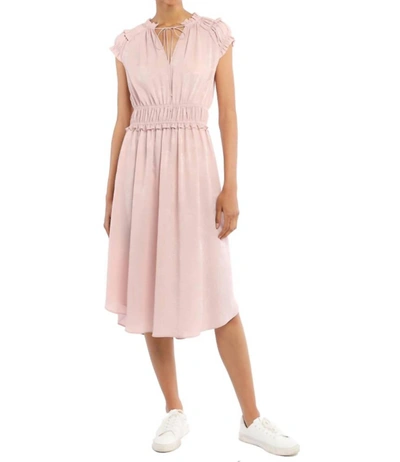 Current Air Rosette Mid Length Smocked Waist Dress In Light Pink