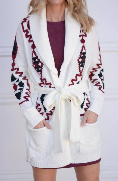 Shop Bishop + Young Aztec Cardigan In Ivory In White