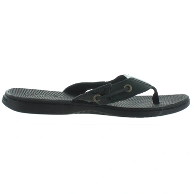 Shop Sperry Seafish Womens Leather Slip On Thong Sandals In Black