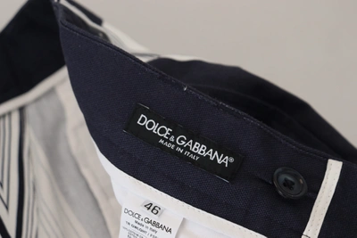 Shop Dolce & Gabbana White Cotton Striped Cropped Men's Pants