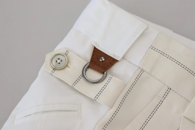 Shop Dolce & Gabbana White Cotton Striped Formal Men's Pants
