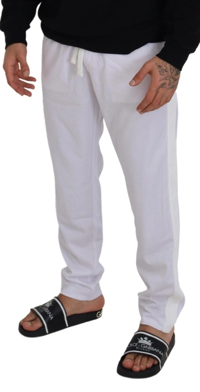 Shop Dolce & Gabbana Elegant White Jogger Pants For Sophisticated Men's Comfort