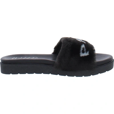 Shop Wild Pair Jeleen Womens Faux Fur Logo Slide Sandals In Multi