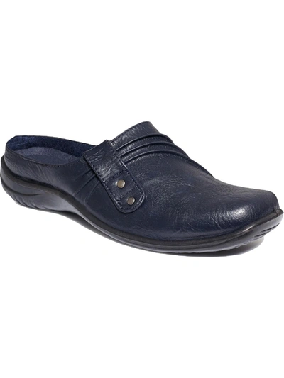 Shop Easy Street Holly Womens Faux Leather Stretch Mules In Blue