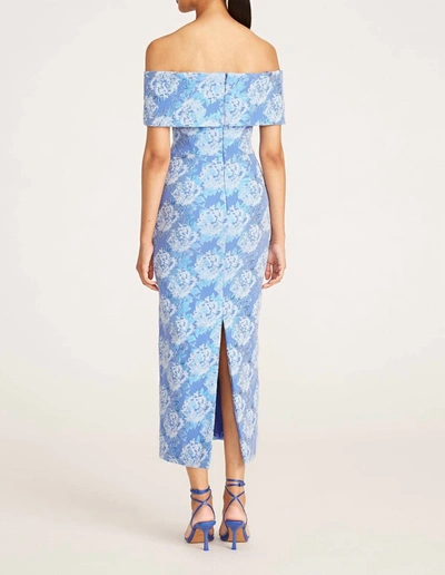 Shop Theia Emmerson Off Shoulder Dress In Peace Blue Azure In Multi