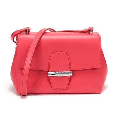 Shop Longchamp Roseau Leather Crossbody Handbag In Poppy Pink