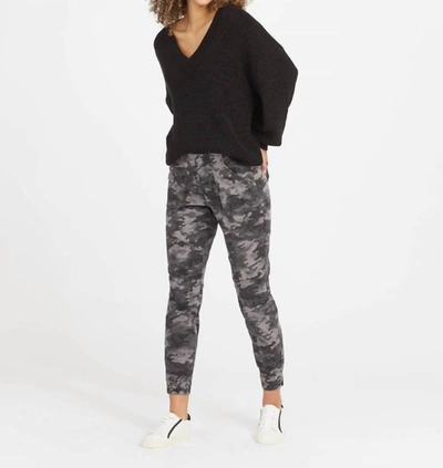 Shop Spanx Stretch Twill Jogger Pants In Blackwash Camo In Grey