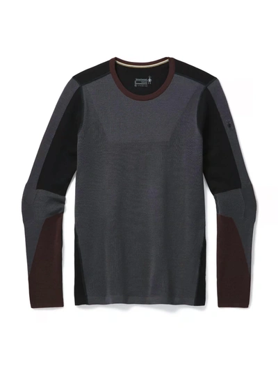 Shop Smartwool Men's Intraknit 250 Thermal Colorblock Crew Tee In Forged Iron In Grey
