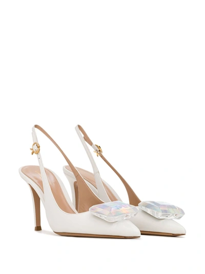 Shop Gianvito Rossi Jaipur Jewel Sling Pumps In White