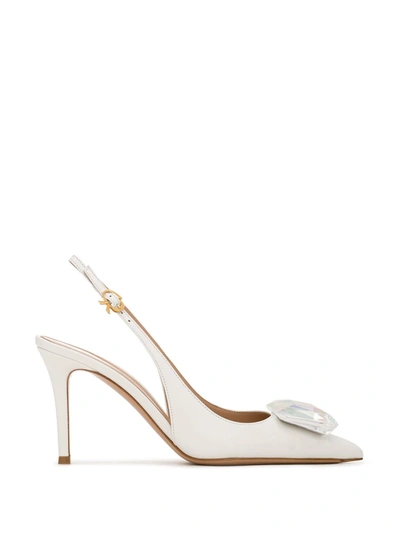 Shop Gianvito Rossi Jaipur Jewel Sling Pumps In White