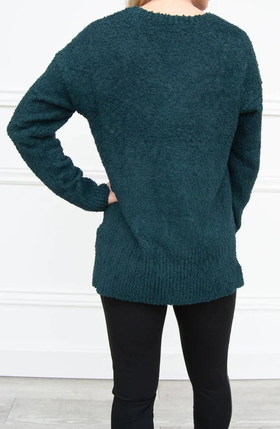 Shop Sanctuary V-neck Teddy Sweater In Jade In Green
