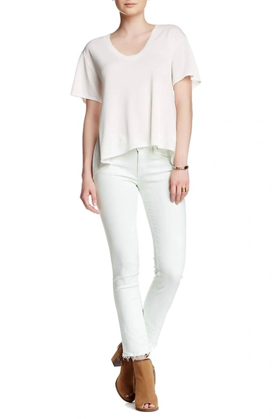 Rag & Bone Low Rise Distressed Fringe Hem Cropped Jeans In Mint Green