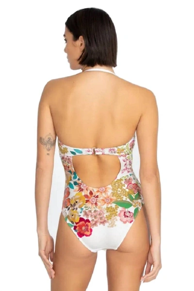 Johnny Was Twist-front Bandeau One-piece Swimsuit In Multi