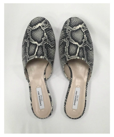 Emerson Fry Embossed Leather Flat Mule In Cobra In Black