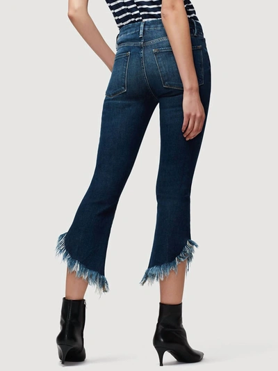 Frame Le Crop Mini Boot Shredded Raw Jean In Bayberry In Blue