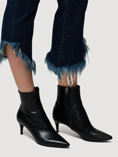 Frame Le Crop Mini Boot Shredded Raw Jean In Bayberry In Blue
