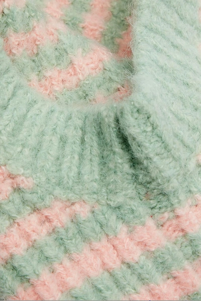 Shop Helmstedt Alisa Alpaca-blend Balaclava In Green/pink Stripes