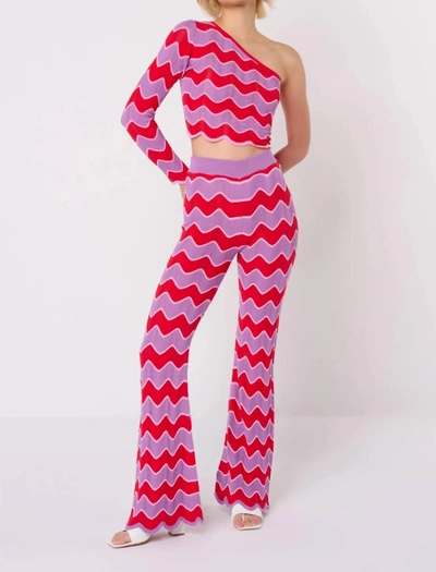 Shop Another Girl Contrast Pointelle Trouser In Red/lilac In Pink