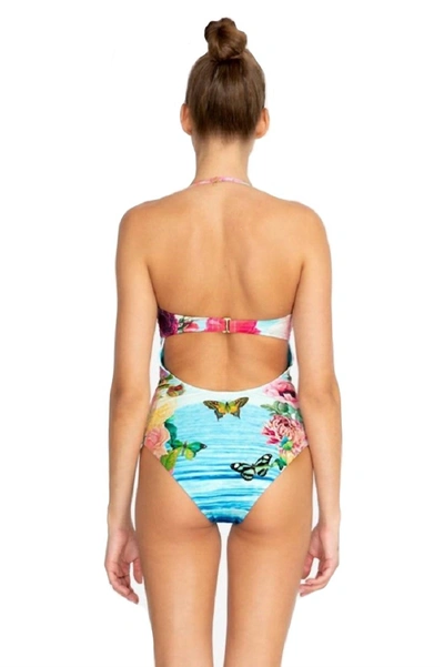 Shop Johnny Was Costa Azul Cut Out One Piece Swimsuit In Blue Multi